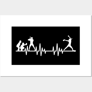 Softball Pitcher Fastpitch Softball Player Love EKG Heartbeat Posters and Art